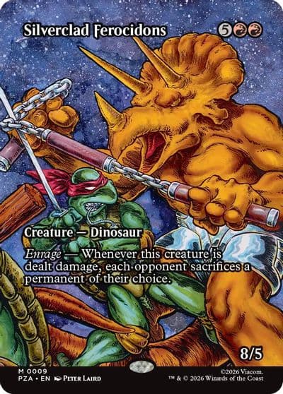 Silverclad Ferocidons Borderless Teenage Mutant Ninja Turtles Source Material Magic card