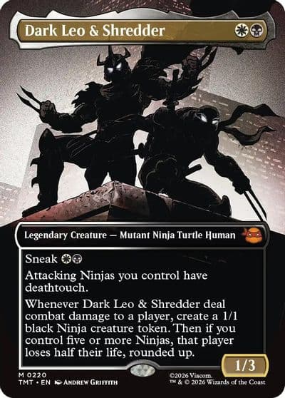 Dark Leo and Shredder Borderless Teenage Mutant Ninja Turtles Magic card