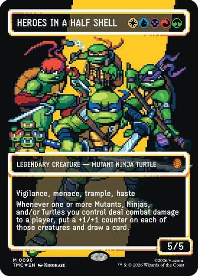 Heroes in a Half Shell 0096 Borderless Surge Foil Commander: Teenage Mutant Ninja Turtles Magic card