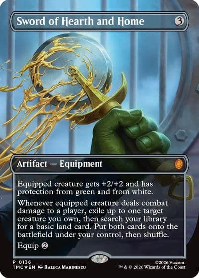 Sword of Hearth and Home Borderless Commander: Teenage Mutant Ninja Turtles Magic card