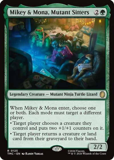 Mikey and Mona Mutant Sitters Commander: Teenage Mutant Ninja Turtles Magic card