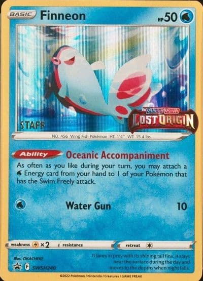 Finneon - SWSH240 (Prerelease Staff) SWSH: Sword & Shield Promo Cards Pokemon card