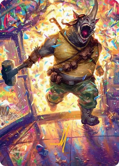 Rocksteady Rowdy Rhino Art Card Gold Stamped Signature Art Series: Teenage Mutant Ninja Turtles Magic card