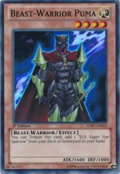 Beast Warrior Puma Hidden Arsenal 7: Knight of Stars Yu-Gi-Oh! card