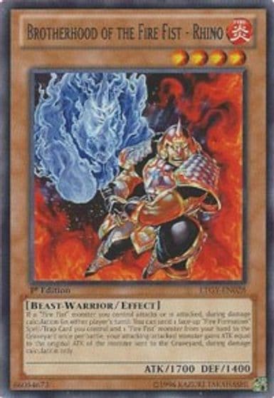 Brotherhood of the Fire Fist Rhino Lord of the Tachyon Galaxy Yu-Gi-Oh! card