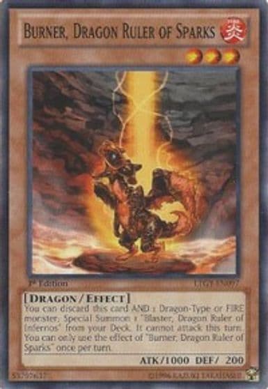 Burner Dragon Ruler of Sparks Lord of the Tachyon Galaxy Yu-Gi-Oh! card