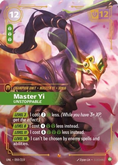 Master Yi Unstoppable Unleashed Riftbound card