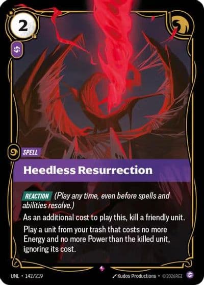 Heedless Resurrection Unleashed Riftbound card