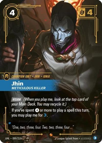 Jhin Meticulous Killer Unleashed Riftbound card