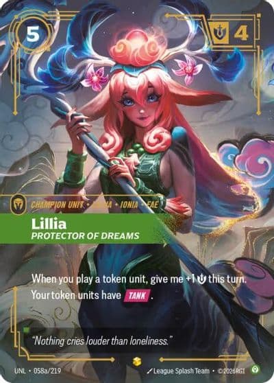 Lillia Protector of Dreams Alternate Art Unleashed Riftbound card