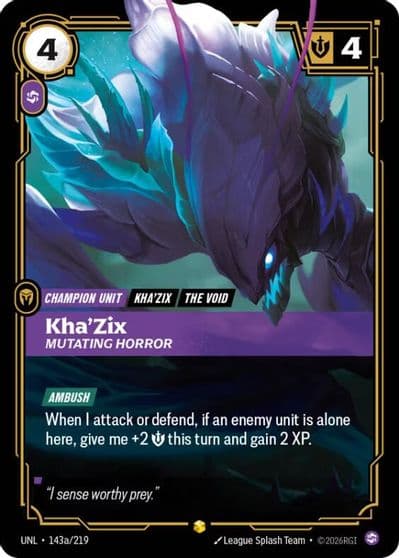 KhaZix Mutating Horror Alternate Art Unleashed Riftbound card