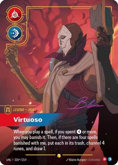 Jhin Virtuoso Signature Unleashed Riftbound card