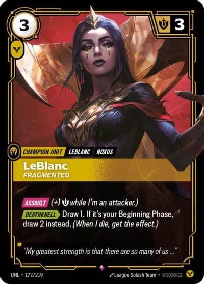 LeBlanc Fragmented Unleashed Riftbound card