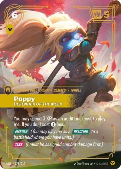 Poppy Defender of the Meek Unleashed Riftbound card
