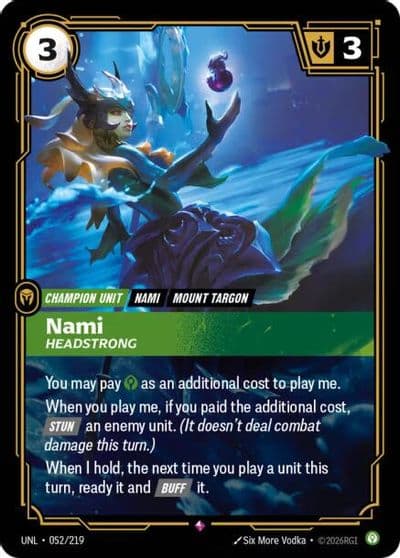 Nami Headstrong Unleashed Riftbound card