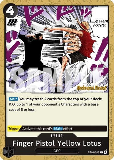Finger Pistol Yellow Lotus Adventure on Kami's Island Release Event Cards One Piece card