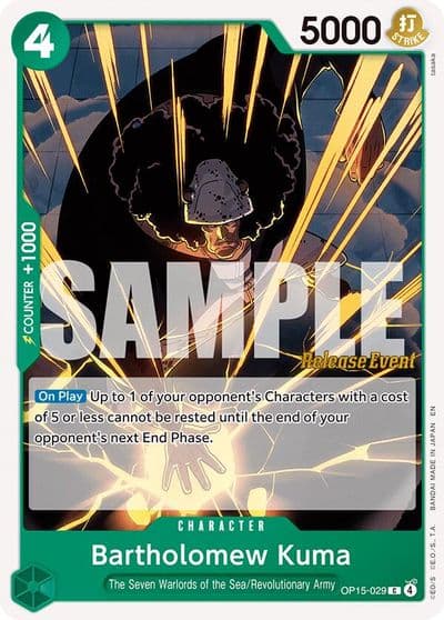 Bartholomew Kuma OP15 029 Adventure on Kami's Island Release Event Cards One Piece card