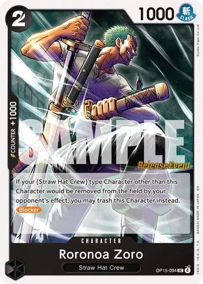 Roronoa Zoro OP15 094 Adventure on Kami's Island Release Event Cards One Piece card
