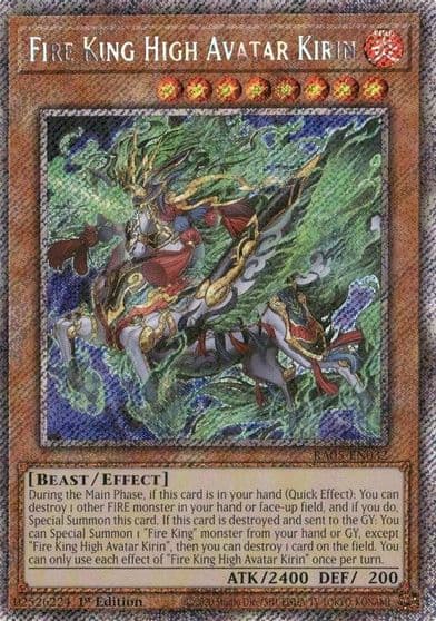 Fire King High Avatar Kirin Platinum Secret Rare Rarity Collection 5 Yu-Gi-Oh! card