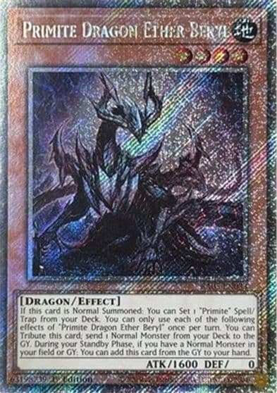 Primite Dragon Ether Beryl Platinum Secret Rare Rarity Collection 5 Yu-Gi-Oh! card