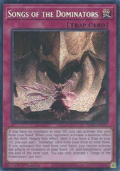 Songs of the Dominators Secret Rare Rarity Collection 5 Yu-Gi-Oh! card