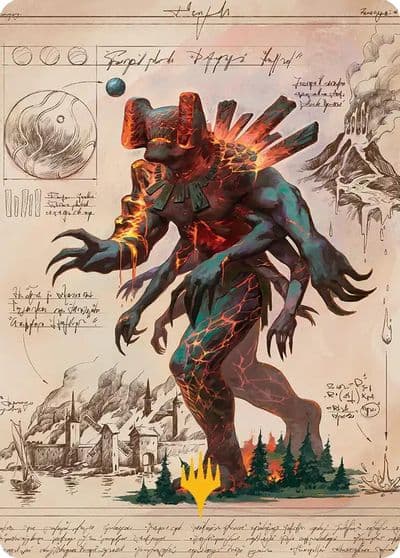 Magmablood Archaic Art Card Gold Stamped Planeswalker Symbol Art Series: Secrets of Strixhaven Magic card