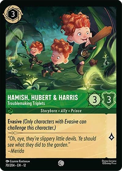Hamish Hubert and Harris Troublemaking Triplets Wilds Unknown Lorcana card