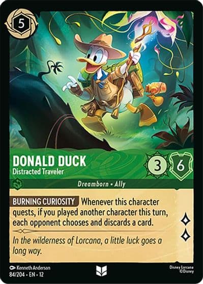Donald Duck Distracted Traveler Wilds Unknown Lorcana card