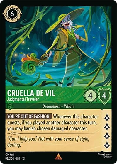 Cruella De Vil Judgmental Traveler Wilds Unknown Lorcana card