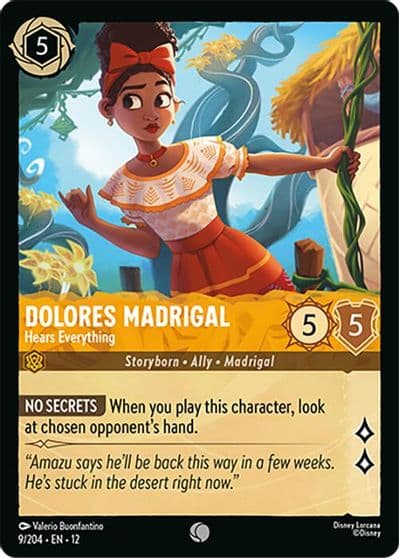 Dolores Madrigal Hears Everything Wilds Unknown Lorcana card