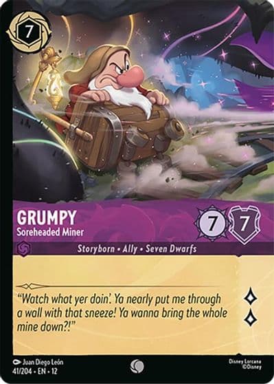 Grumpy Soreheaded Miner Foil Wilds Unknown Lorcana card