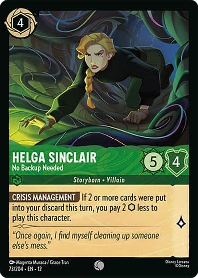 Helga Sinclair No Backup Needed Wilds Unknown Lorcana card
