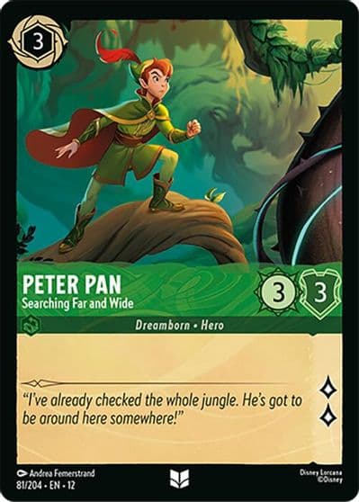 Peter Pan Searching Far and Wide Wilds Unknown Lorcana card