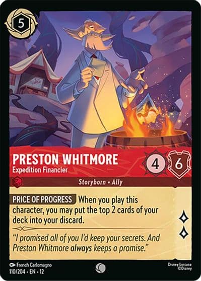 Preston Whitmore Expedition Financier Wilds Unknown Lorcana card