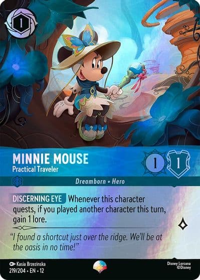 Minnie Mouse Practical Traveler Epic Wilds Unknown Lorcana card