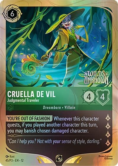 Cruella De Vil Judgmental Traveler Disney Lorcana Promo Cards Lorcana card