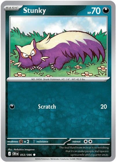 Stunky ME04: Chaos Rising Pokemon card