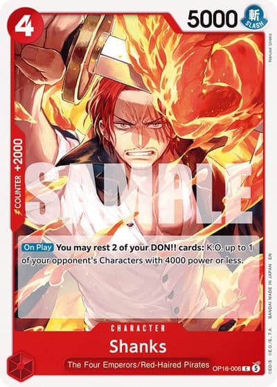 Shanks The Time of Battle One Piece card