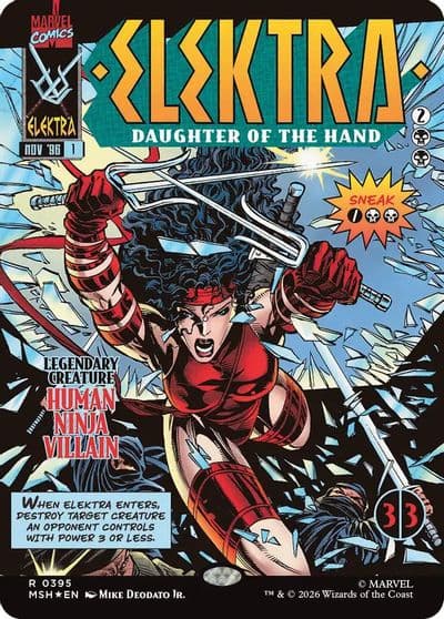 Elektra Daughter of the Hand Borderless 0395 Marvel Super Heroes Magic card