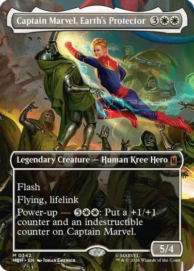 Captain Marvel Earths Protector Borderless 0342 Marvel Super Heroes Magic card