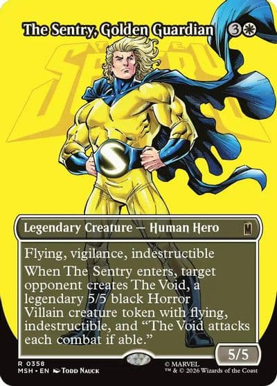 The Sentry Golden Guardian Borderless Marvel Super Heroes Magic card