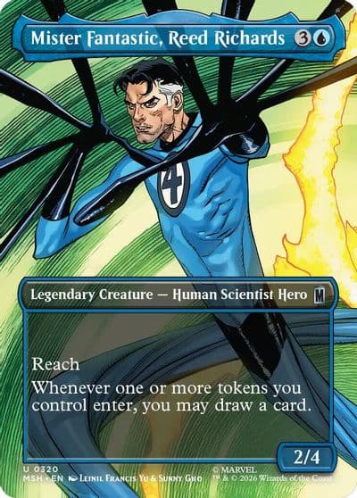 Mister Fantastic Reed Richards Borderless Marvel Super Heroes Magic card