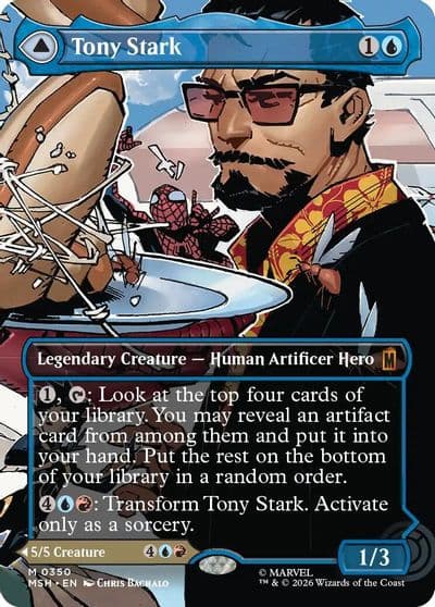 Tony Stark Borderless 0350 Marvel Super Heroes Magic card