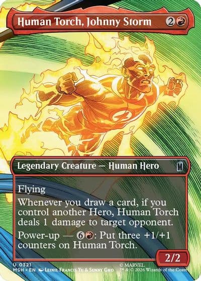 Human Torch Johnny Storm Borderless Marvel Super Heroes Magic card