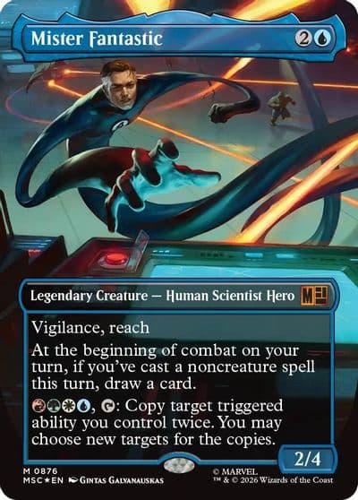 Mister Fantastic Borderless Surge Foil Commander: Marvel Super Heroes Magic card