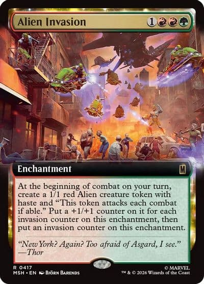 Alien Invasion Extended Art Marvel Super Heroes Magic card