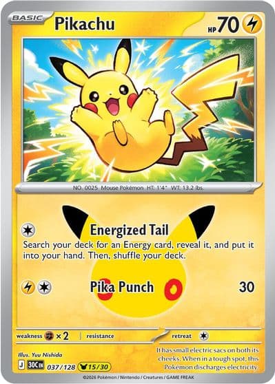 Pikachu ME: 30th Celebration Pokemon card