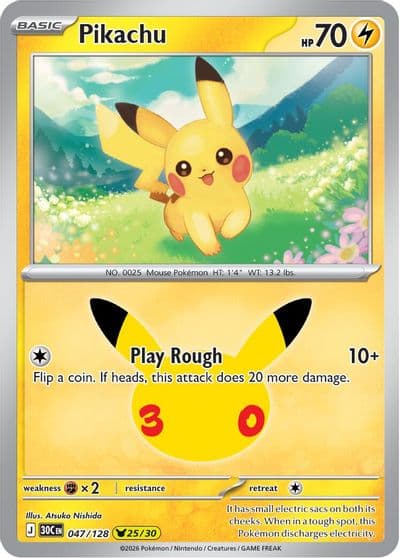 Pikachu ME: 30th Celebration Pokemon card