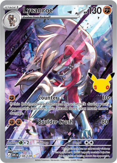 Lycanroc ME: 30th Celebration Pokemon card