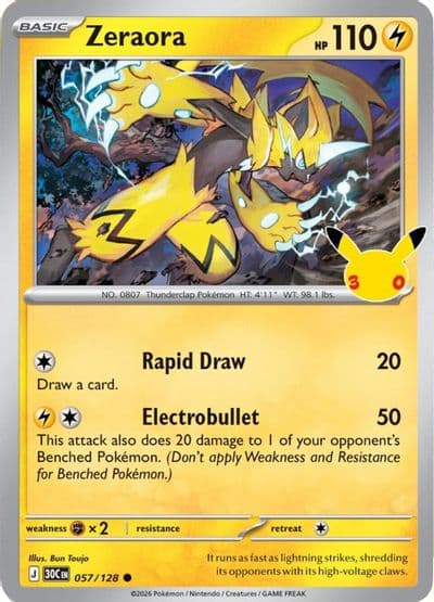 Zeraora ME: 30th Celebration Pokemon card